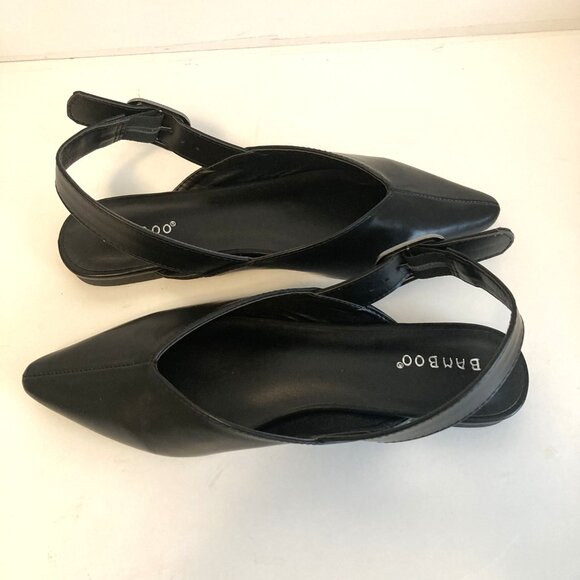 Bamboo Sling Back Black Flat Pointed Toe Shoes size 6.5 - Picture 6 of 9